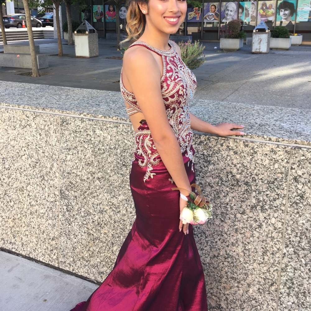 Camille lavie Taffeta Dress with beaded embroidery